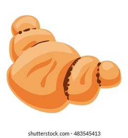 Bakery products. French croissant stuffed and sprinkled with chocolate chip. Vector illustration food