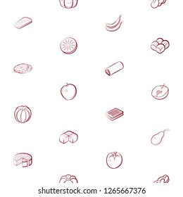 Bakery products and Fruits set. Background for printing, design, web. Usable as icons. Seamless. Color.