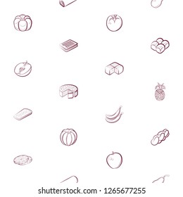 Bakery products and Fruits set. Background for printing, design, web. Usable as icons. Seamless. Color.