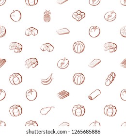 Bakery products and Fruits set. Background for printing, design, web. Usable as icons. Seamless. Color.