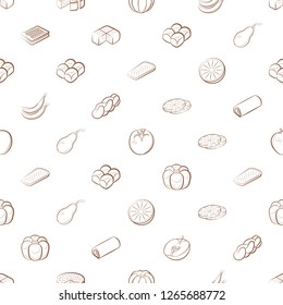 Bakery products and Fruits set. Background for printing, design, web. Usable as icons. Seamless. Color.