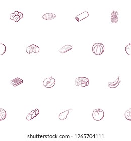 Bakery products and Fruits set. Background for printing, design, web. Usable as icons. Seamless. Color.