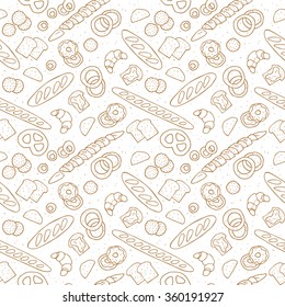 bakery products hand drawn seamless pattern. vector illustration