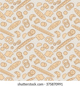 bakery products hand drawn seamless pattern. vector illustration
