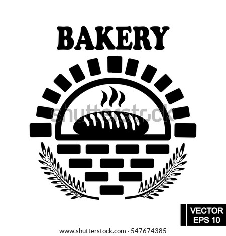 Bakery products label. Vector icon of  bread bun bagel, wheat ears, simbol of oven. Element for bakery shop, bread emblem,logo design, etc.