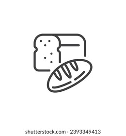 Bakery products line icon. linear style sign for mobile concept and web design. Loaf of bread outline vector icon. Symbol, logo illustration. Vector graphics