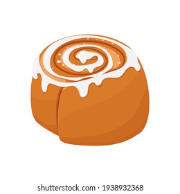 Bakery products. Loaf of bread. Cinnamon rolls with icing.