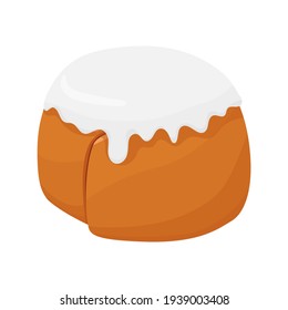 Bakery products. Loaf of bread. Cinnamon rolls with icing.