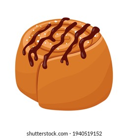 Bakery products. A loaf of bread. Cinnamon rolls with chocolate.
