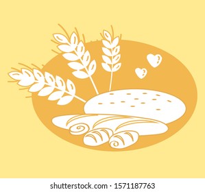 Bakery products on a beige background. Vector illustration.