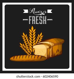 bakery products over black background. colorful design. vector illustration