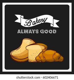 bakery products over black background. colorful design. vector illustration