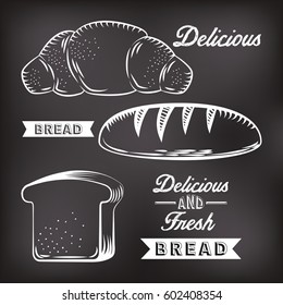 bakery products over black background. vector illustration