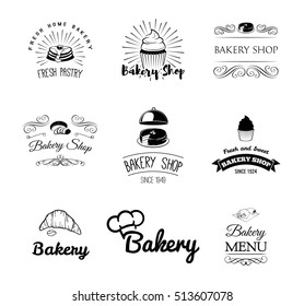 Bakery products and pastry cupcake, cake, chef hat, bread, croissant. Menu restaurant Pastry cook Cooking