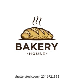 Bakery products premium quality label, Bakery shop bread logo design