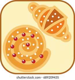 Bakery products. Puff pastry. Vector.Icon