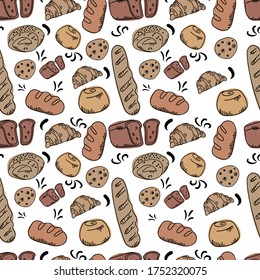 Bakery Products Seamless Pattern. Swatch Included.