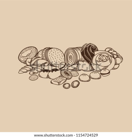 Bakery Products. Set of Vector Sketches.