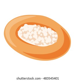 Bakery products. Sweet cheesecake bun with cottage cheese. Vector illustration food
