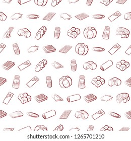 Bakery products and Table setting set. Background for printing, design, web. Usable as icons. Seamless. Color.