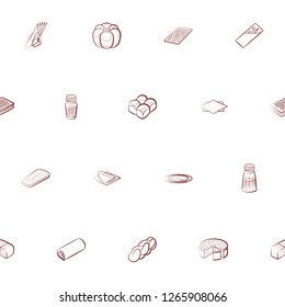 Bakery products and Table setting set. Background for printing, design, web. Usable as icons. Seamless. Color.