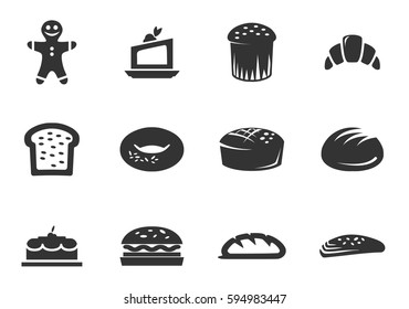 Bakery products vector icons for user interface design