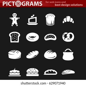 Bakery products vector icons for user interface design