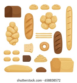 Bakery products. Vector illustration of different breads in cartoon style