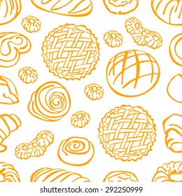 Bakery products. Vector seamless pattern (background).