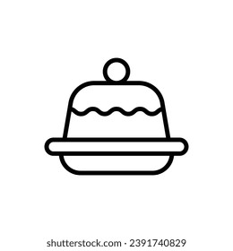 Ilustración de vectores de iconos de esquema de pudding de panadería