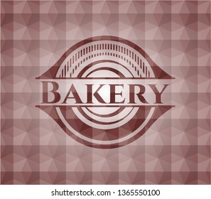 Bakery red emblem with geometric pattern background. Seamless.