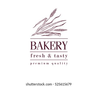 bakery retro bread or beer logo with wheat, vintage