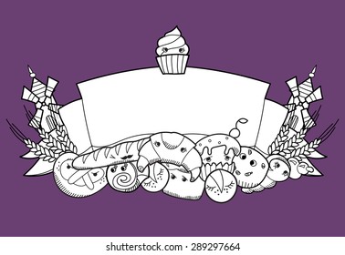 Bakery ribbon with different kind of bread.