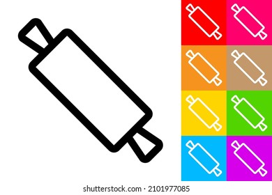 Bakery Roller. Line Icon With Different Color Background.