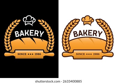 Bakery, rolls, pastries, wheat, breakfast, rolling pin, dough roller, food - icon, symbol, logo