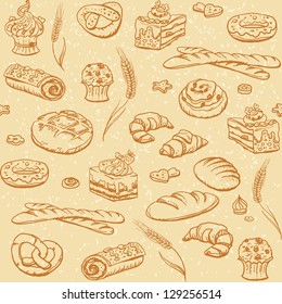 Bakery seamless background with pastry