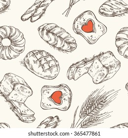 Bakery seamless . Hand drawn 