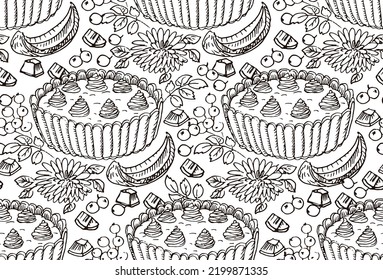Bakery seamless pattern. Autumn background. Vector
