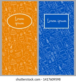Bakery seamless  pattern of elements for bakery packaging in trendy linear style. related to cafe, cupcake shop