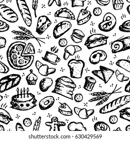 Bakery seamless pattern, sketch background for your design
