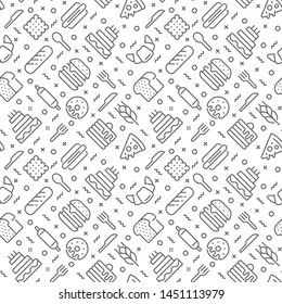 Bakery seamless pattern with thin line icons