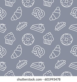 Bakery seamless pattern vector background