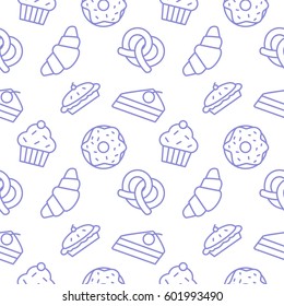 Bakery seamless pattern vector background
