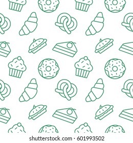 Bakery seamless pattern vector background