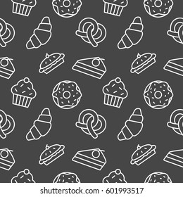 Bakery seamless pattern vector background
