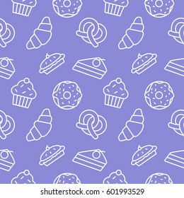 Bakery seamless pattern vector background
