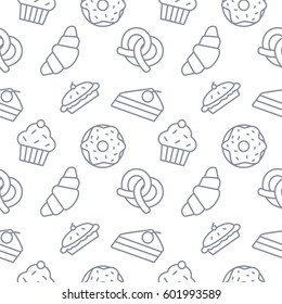 Bakery seamless pattern vector background