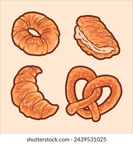 bakery set food illustration vector design
