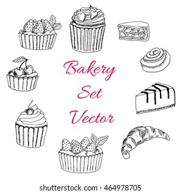 Bakery set hand drawn sketch