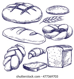 bakery set hand drawn vector llustration  sketch